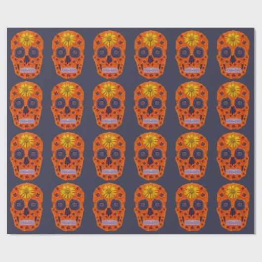 Blumen-Schädel 1 Geschenkpapier (Flach)