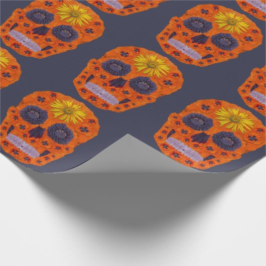 Blumen-Schädel 1 Geschenkpapier (Ecke)