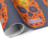 Blumen-Schädel 1 Geschenkpapier (Rolleneckpunkt)