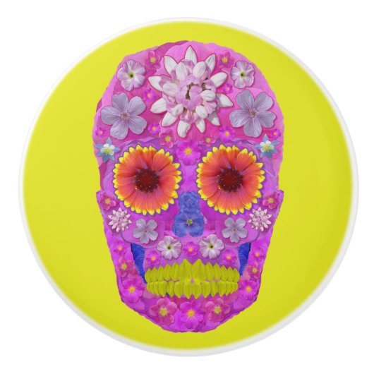 Blumen-Schädel 2 Keramikknauf (Vorderseite)