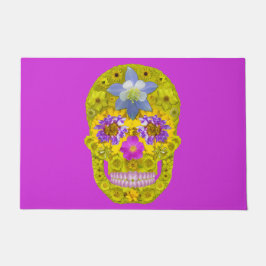 Blumen-Schädel 3 Fußmatte