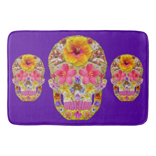 Blumen-Schädel 4 - tropisch Badematte (Vorderseite)