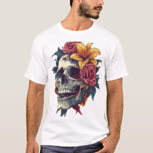 Blumen-Schädel-Blüte T-Shirt