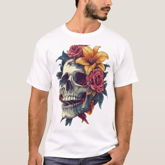 Blumen-Schädel-Blüte T-Shirt (Vorderseite)