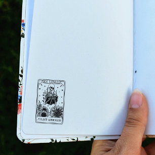 Blumen-Schädel-Buch-Tarot-Bibliothek Gummistempel