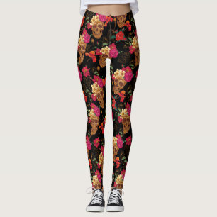 Blumen-Schädel-Leggings Leggings