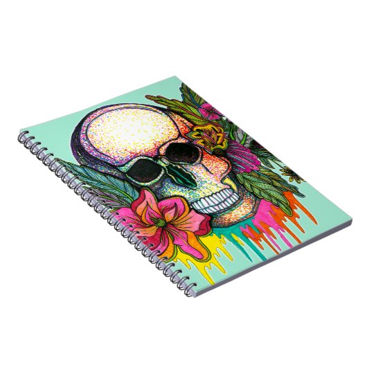 Blumen-Schädel Notizblock (Rechte Seite)