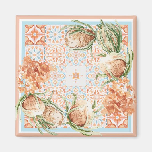 Blumen-Schal-Design Magnet (Vorne)
