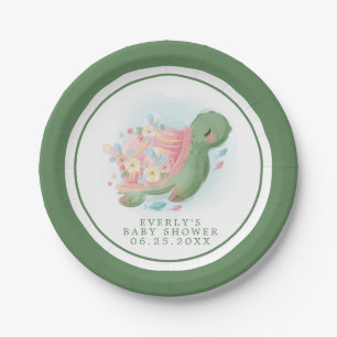 Blumen-Schildkröten-Baby-Party Pappteller
