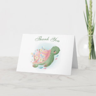 Blumen-Schildkröten-Baby-Shower-Dankeskarten Karte