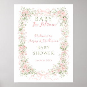 Blumen-Schleife Baby in Blüte Mädchen Baby Shower Poster