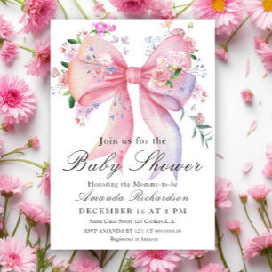 Blumen-Schleife Elegante Blumenmädchen-Baby-Party Einladung