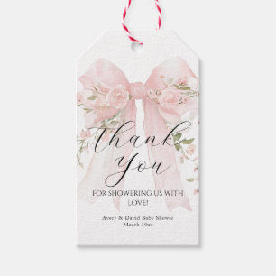 Blumen-Schleife Elegante Blumenmädchen-Baby-Shower Geschenkanhänger