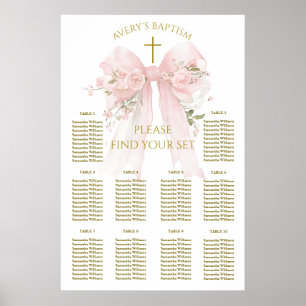 Blumen-Schleife Elegante Blumenmädchen-Taufe Poster