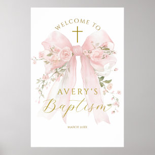 Blumen-Schleife Elegante Blumenmädchen-Taufe Poster