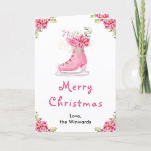 Blumen-Schlittschuh Rosa Frohe Weihnachten