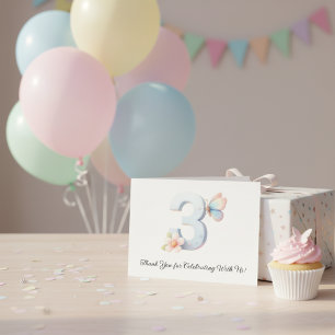 Blumen-Schmetterling 3. Geburtstag Whimsical Frühl Dankeskarte