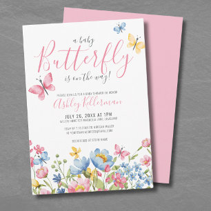 Blumen-Schmetterling-Baby-Party Einladung