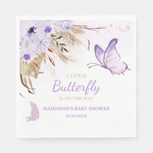 Blumen-Schmetterling-Baby-Party Serviette (Vorderseite)