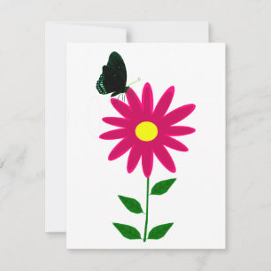 Blumen Schmetterling Flach Notizkarte Mitteilungskarte