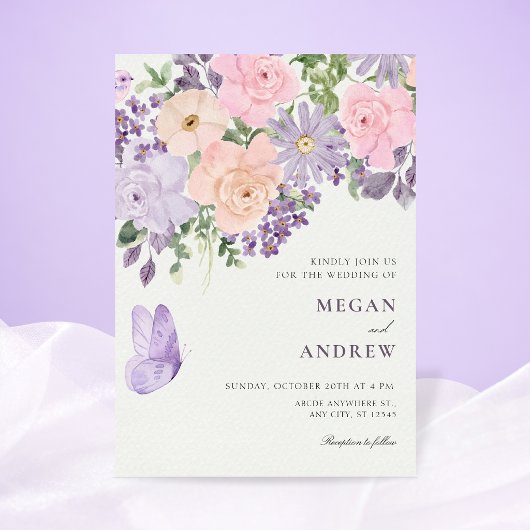 Blumen-Schmetterling-Hochzeit Einladung