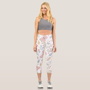 Blumen-Schmetterling-Pastell-Garten Botanische Ele Capri Leggings