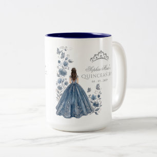 Blumen-Schmetterling-Silberblaue Tiara Quinceañera Zweifarbige Tasse
