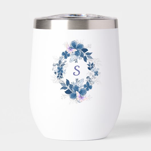 Blumen-Schmetterling-Stemless-Weinbecher (Vorderseite)