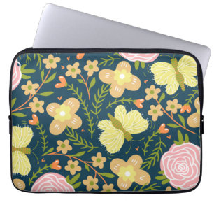 Blumen, Schmetterling und Glamour Nahtlos Elegant  Laptopschutzhülle