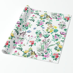 Blumen-Schmetterlinge-Geschenkpapier Geschenkpapier