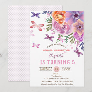 Blumen Schmetterlinge Polka Punkte Geburtstag Einladung