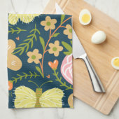 Blumen, Schmetterlinge und Glamour Nahtlos elegant Geschirrtuch (Viertel Falte)