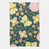 Blumen, Schmetterlinge und Glamour Nahtlos elegant Geschirrtuch (Vertikal)