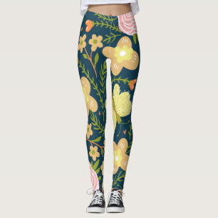 Blumen, Schmetterlinge und Glamour Nahtlos elegant Leggings