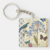 Blumen, Schmetterlinge und Vogel-Collage Schlüsselanhänger (Vorderseite)
