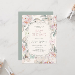 Blumen-Schmetterlings-Babyfeier Einladung