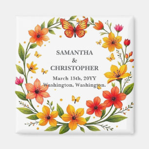 Blumen-Schmetterlings-Kranz Hochzeit Benutzerdefin Magnet