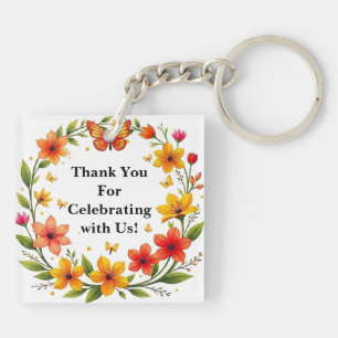 Blumen-Schmetterlings-Kranz Hochzeit Benutzerdefin Schlüsselanhänger