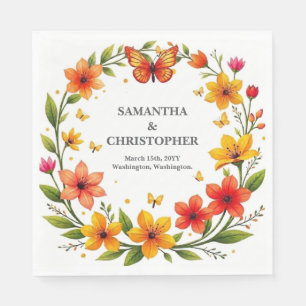 Blumen-Schmetterlings-Kranz Hochzeit Benutzerdefin Serviette