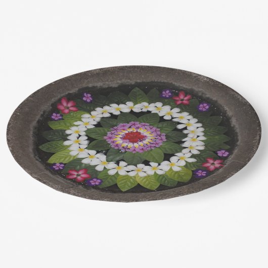 Blumen-Schüssel-WegwerfpapierTeller Balis sich Pappteller (Schrägansicht)