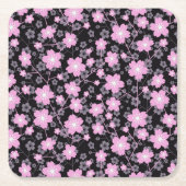 Blumen Schwarz Rosa Schöne Kirschblüte Rechteckiger Pappuntersetzer (Vorderseite)