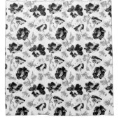 Blumen, Schwarz und Weiß Duschvorhang (Vorderseite)