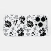 Blumen, Schwarz und Weiß iPhone Hülle (Rückseite (Horizontal))