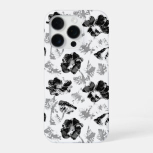 Blumen, Schwarz und Weiß iPhone 16 Pro Hülle