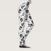 Blumen, Schwarz und Weiß Leggings (Rechts)