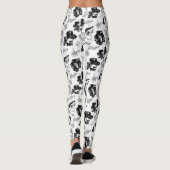 Blumen, Schwarz und Weiß Leggings (Rückseite)