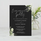 Blumen-Schwarz-Weiß-Anhänger Einladung (Stehend Vorderseite)