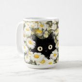 Blumen-Schwarze-Katze-Tasse Kaffeetasse (Vorderseite Links)