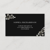 Blumen| Schwarzes gedämpften Visitenkarte (Rückseite)