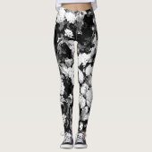 Blumen - Schwarzweiss Leggings (Vorderseite)